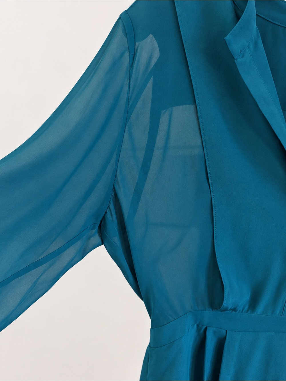 BCBGMaxAzria Teal Long Sleeve V-Neck Dress